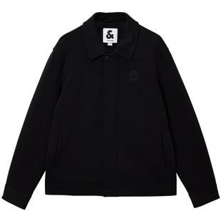 杰克琼斯行政夹克男士秋季新款翻领黑色休闲商务外套短款上衣男装