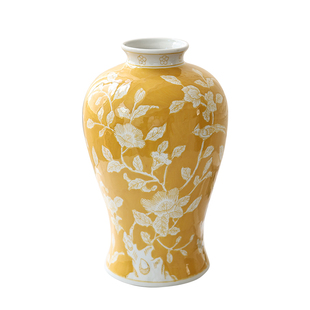 富贵黄兰青花瓷陶瓷花瓶客厅冬青插花新中式手绘彩釉宋代美学花器