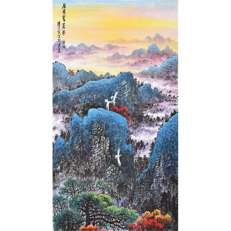 纯手绘字画中堂山水画