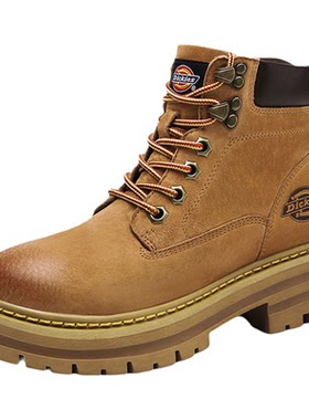 Dickies男鞋2026秋冬新款马丁靴男高帮大黄靴户外厚底皮靴工装鞋