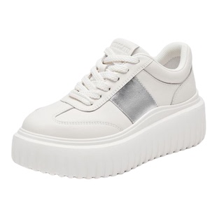 思加图加厚厚底加绒银色百搭小白鞋板鞋休闲鞋子女鞋冬H0082CM4