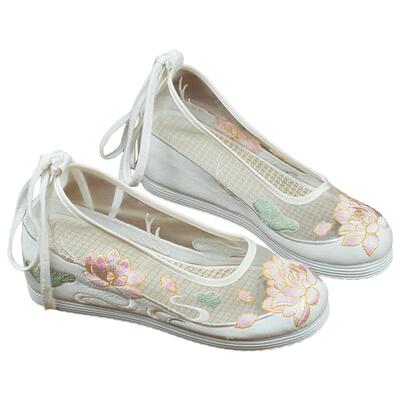 锦袍仙网纱凉鞋增高汉服鞋绣花鞋