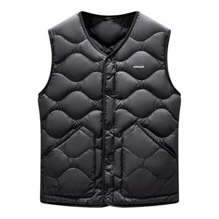 雪中飞羽绒马甲男款冬V领背心2025新款轻薄内胆坎肩无袖内搭外穿