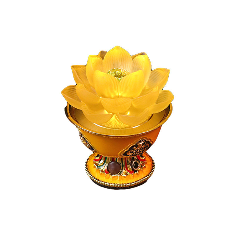 珐琅彩琉璃LED长明佛前莲花灯