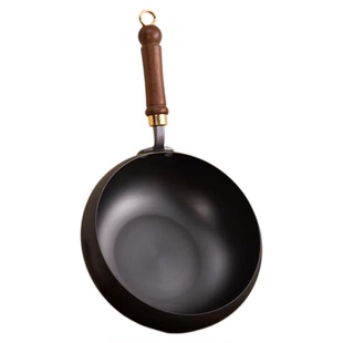 平底不粘锅无涂层第一名胖东来大肚锅章丘深肚铁锅炒锅家用炒菜锅