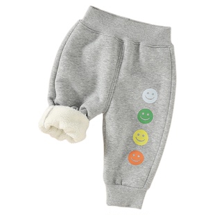 儿童加绒长裤子2025新款秋冬男宝宝休闲裤羊羔毛卫裤女童棉裤外穿