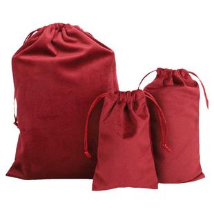 天鹅荷兰丽丝绒深暗酒黑红色绒布文玩收纳拉绳束口抽绳大小首饰袋