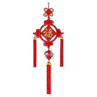 外圆内方中国结大号中国结新款过年福字春节五福临门电视墙客厅