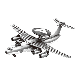 万格空中预警机儿童小颗粒拼装模型积木飞机模型玩具男孩礼物