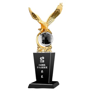 水晶金属老鹰奖杯定制雄鹰展翅公司颁奖庆典礼品纪念品奖品刻字