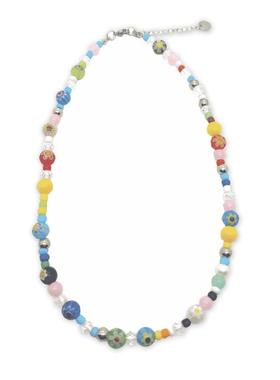 朴宰范同款琉璃花串彩珠项链锁骨