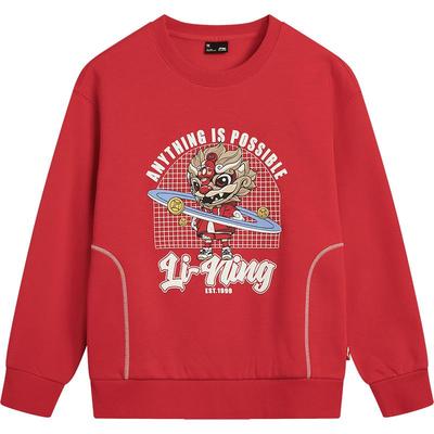 李宁童新年男女同款套头无帽卫衣