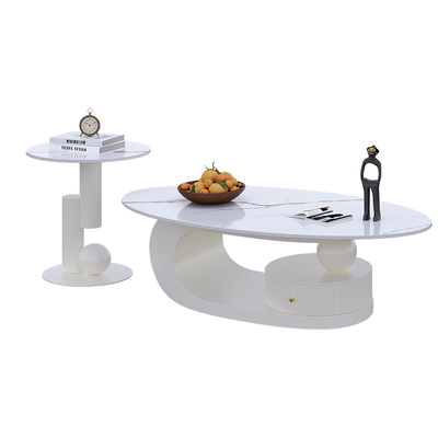 意式轻奢岩板茶几客厅家用小户型现代简约椭圆形茶桌2025新款桌子