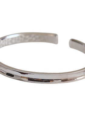 简约纯银手镯女开口光面银手环