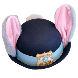 动物城朱迪兔子警官帽子耳朵cos服饰帽子礼帽徽章圆顶疯狂动物城