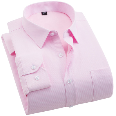 啄木鸟粉红色保暖衬衫男加绒加厚商务正装免烫宽松冬季厚款棉衬衣