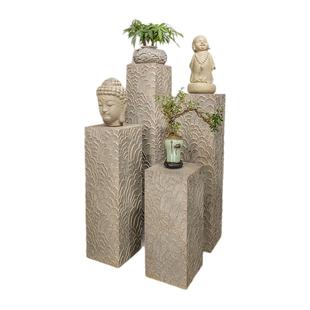 黛洛妃中式户外庭院装饰摆件祥云仿石头柱子石墩落地盆景底座立柱