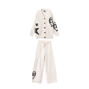 WildRooms家居服女士冬新款明星同款时尚宽松保暖半边绒睡衣套装
