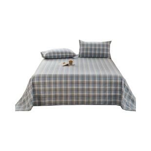 休闲风全棉色织水洗棉床单单件浅灰黑色天蓝咖啡黄色纯棉被单炕单