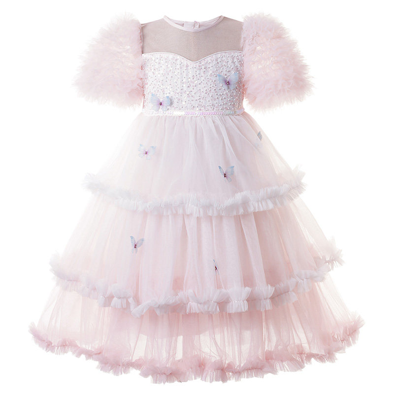 女童亮片公主裙礼服夏装2023新款儿童洋气连衣裙小女孩新年蛋糕裙