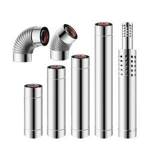 壁挂炉烟囱不锈钢双层烟管100 60燃气采暖器排烟管烟筒弯头配件