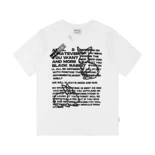 [REコンテナ] 兔女郎~韩版甜酷风可爱兔子印花纯棉情侣短袖T恤