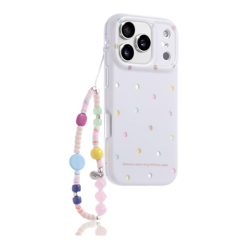 白底满屏彩波点带挂绳适用苹果17手机壳新款iphone17套苹果17promax全包18pro防摔苹果16硅胶15外壳1