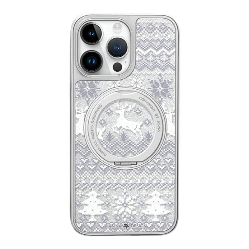 白色小鹿适用iPhone17Promax手机壳新款苹果16Pro磁吸带支架保护套Qo1支点秋冬简约ip15高级闪粉奢华13pm全包
