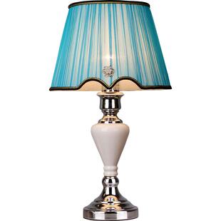 欧式台灯陶瓷美式卧室床头灯温馨客厅田园法式复古蓝色地中海风