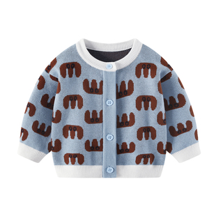 婴儿毛衣针织衫2026新款秋冬男宝宝春装上衣男童冬装加绒外套衣服