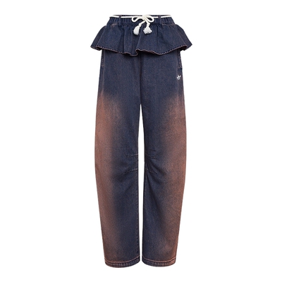 adidas阿迪达斯三叶草花边牛仔运动裤2026夏女潮流时尚长裤KS0624