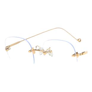 防蓝光方形无框平光镜2023新款太阳镜网红眼镜框潮金属墨镜jennie