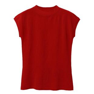 桔红色冰丝针织薄款新款夏季修身显瘦短袖T恤女外穿打底衫上衣潮