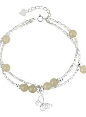 蒂奇亚实拍碎银子蝴蝶双层手链女