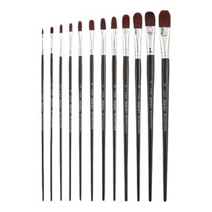 马利尼龙水粉画笔仿狼毫色鸭舌型画笔油画笔丙烯水粉水彩色彩笔美术生专用长杆排笔G1630画材刷套装