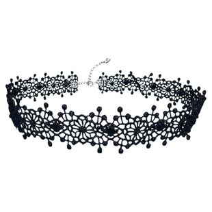 不掉色S925纯银王楚然同款黑色蕾丝项圈女choker颈链小众设计新款