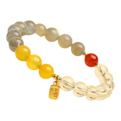 普陀山五行三合好运水晶手串