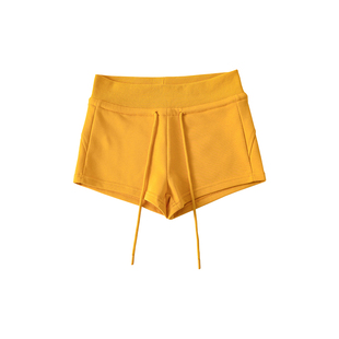 YoungGirlDay漫感长腿性感低腰抽绳松紧腰纯色运动休闲短裤热裤女