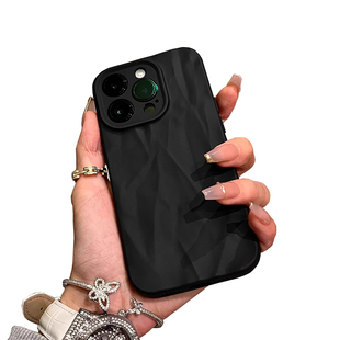 炫酷黑色褶皱苹果15promax手机壳iphone14新款13硅胶11女款12pro软壳max个性16pm防摔xsxr手机套8plus潮适用