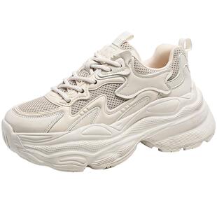 大东老爹鞋运动鞋2026春季新款休闲系带圆头拼色拼接女鞋0303