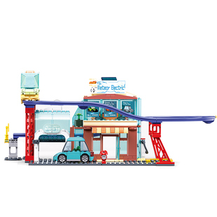 小鲁班拼装积木星舰大厦浮梦城模拟城市汽车4S店轨道儿童益智玩具