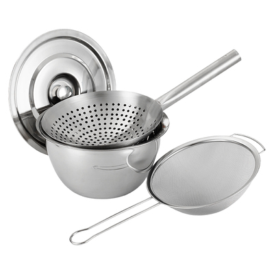 304不锈钢油盆油缸漏勺密网套装