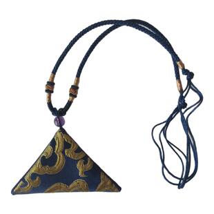藏蓝色 三角形福袋手工 护身符袋 定制佛牌袋 压惊宝宝胎发包