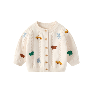 男童套装春装男宝宝针织开衫外套婴儿分体三件套儿童春季外出衣服