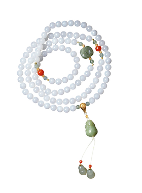 天然和田玉老料白玉圆珠多圈手链搭配青玉貔貅配件原创款手链女款