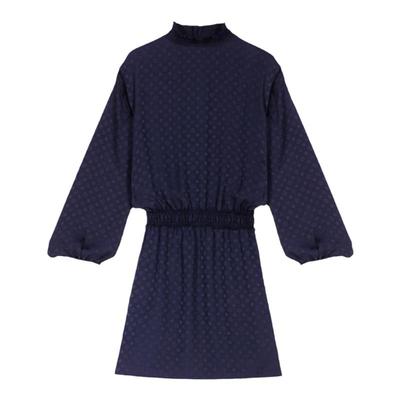 Maje设计感露背深蓝色连衣裙短裙