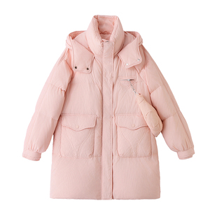 超洋气羽绒服女中长款2025冬季新款时尚配包包白鸭绒加厚保暖外套