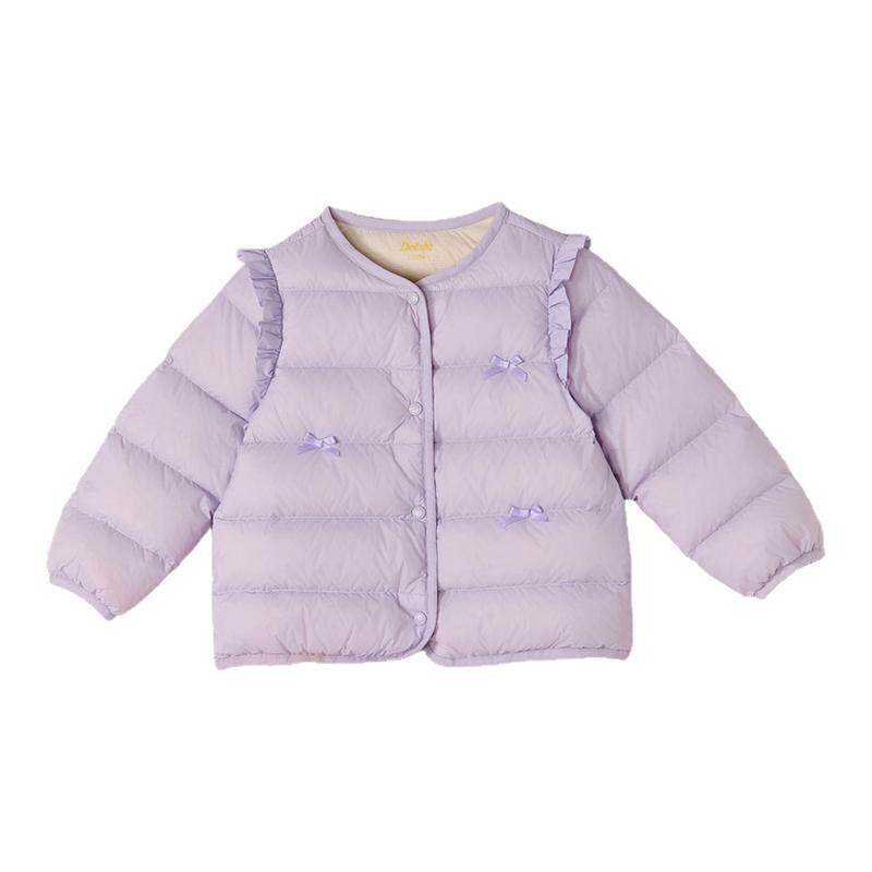 笛莎童装女童羽绒服冬季新款女孩宝宝儿童圆领羽绒内胆轻薄短款