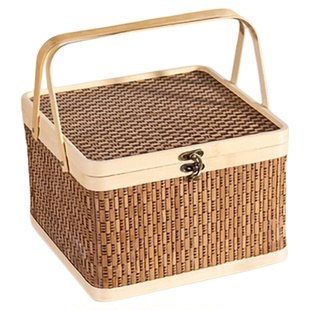 25端午竹编手提篮子收纳零食特产粽子水果年货国风潮中秋包装礼盒