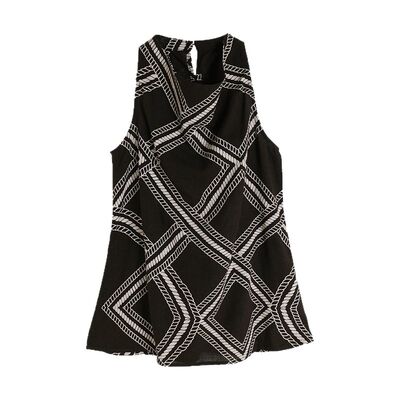 印花图腾高级感麻料背心荡领挂脖